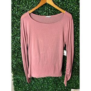 Free People Dusty Pink Sheer Long Sleeve Sz Large NWT